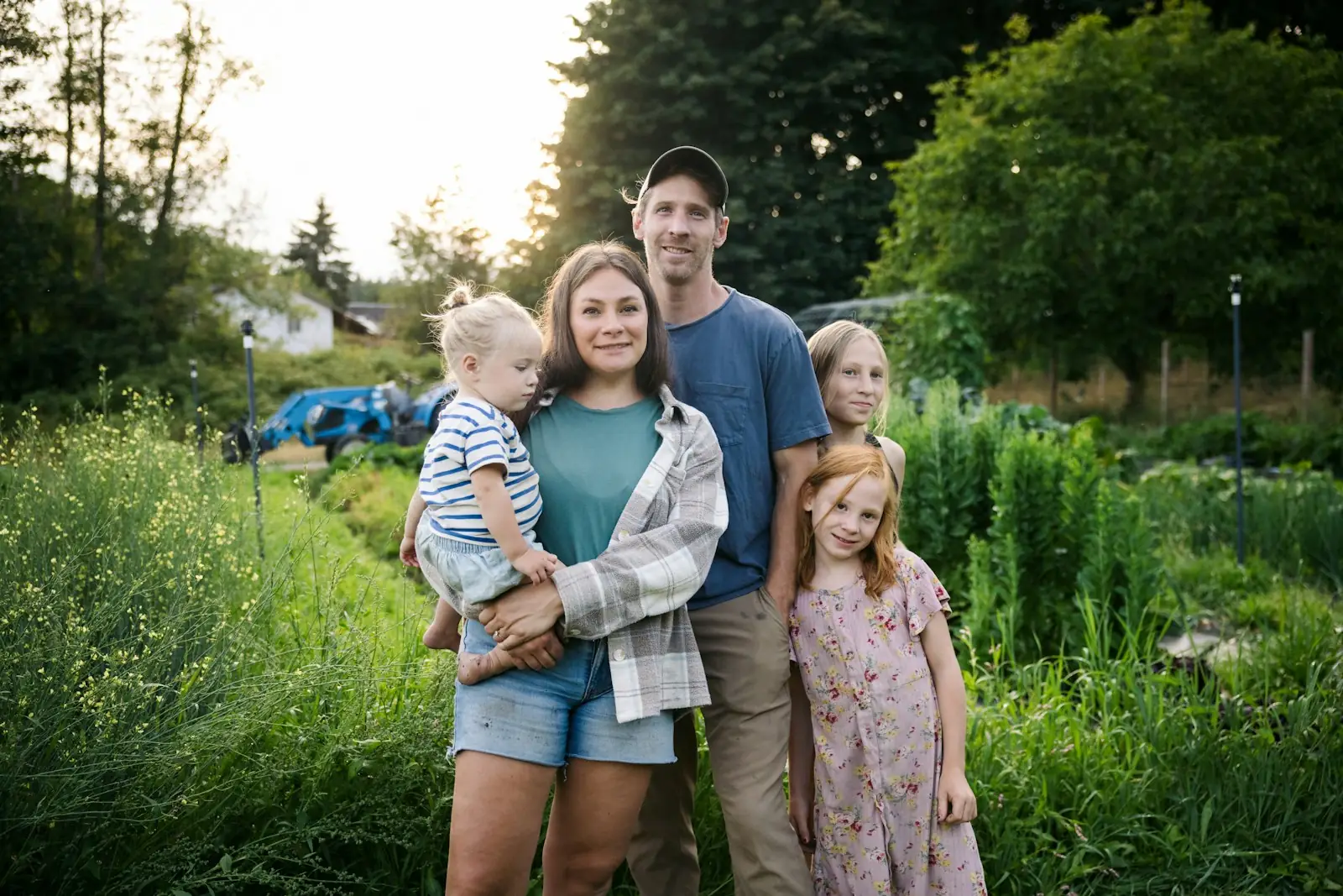 A family in a garden
